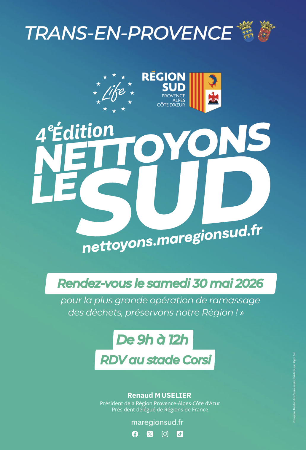 Nettoyons le Sud. Samedi 30 mai, de 9h à 12h, rendez-vous au stade Corsi.
