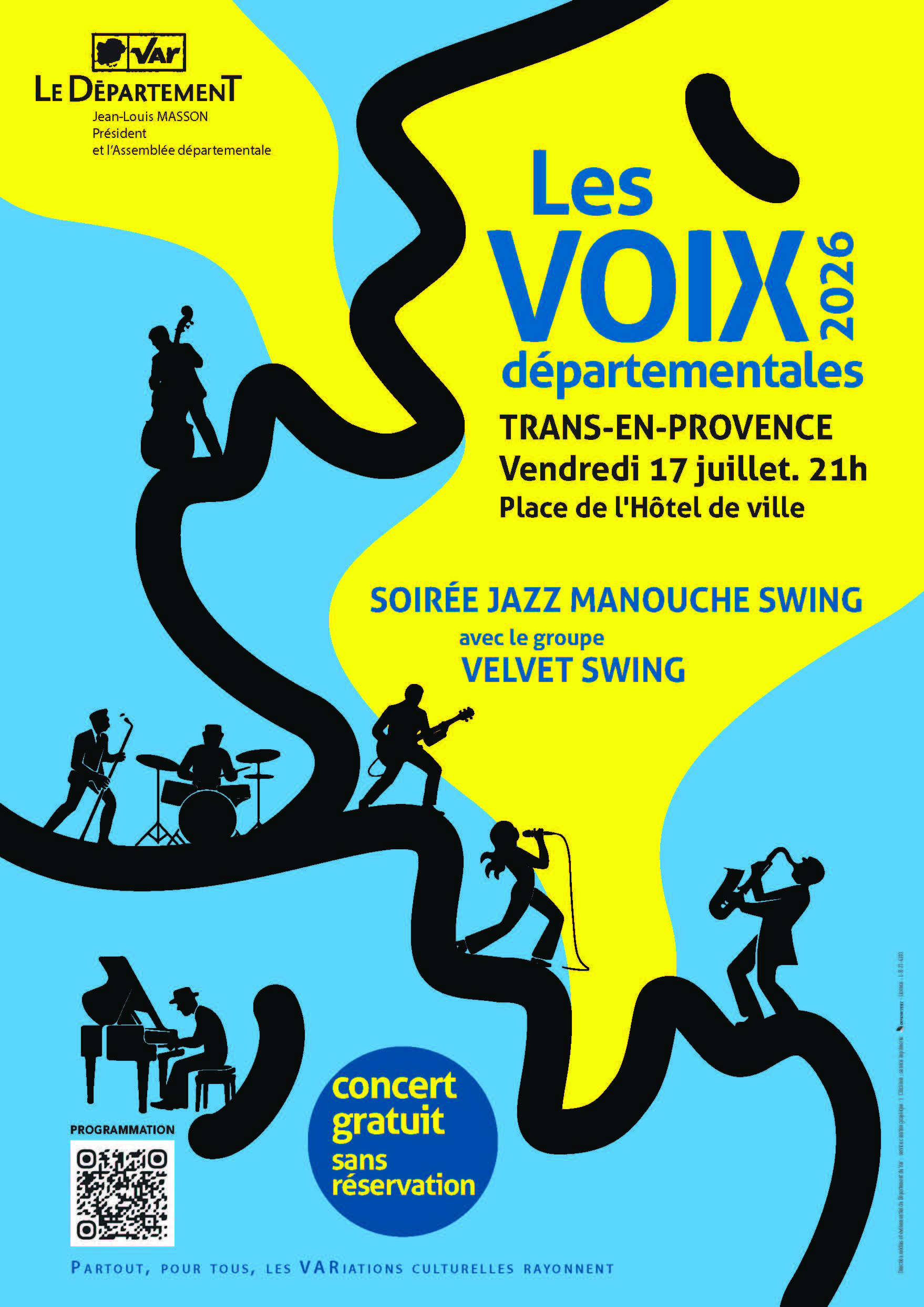 Les Voix départementales. Vendredi 17 juillet. A 21h, avec Velvet Swing, place de l’Hôtel de Ville