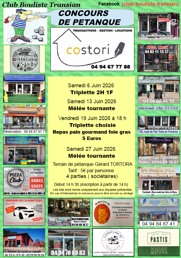 Concours de pétanque du mois de juin. Pour tout renseignement et adhésion à l’association, contactez M. Rémi GRATSAC au 07.83.94.50.53.