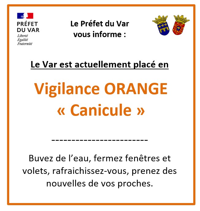 Vigilance orange canicule. Buvez de l'eau, fermez fenêtres et volets, rafraichissez-vous, prenez des nouvelles de vos proches.