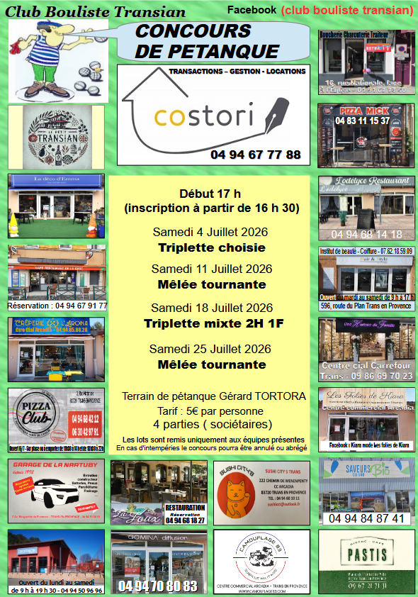 Concours de pétanque du mois de juillet