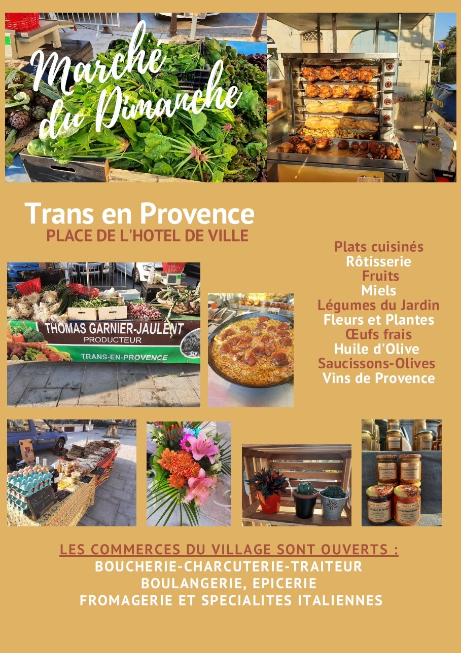 Marché le dimanche à Trans en Provence