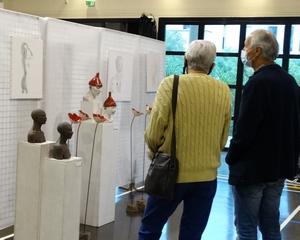 Visiteurs admirant l'exposition