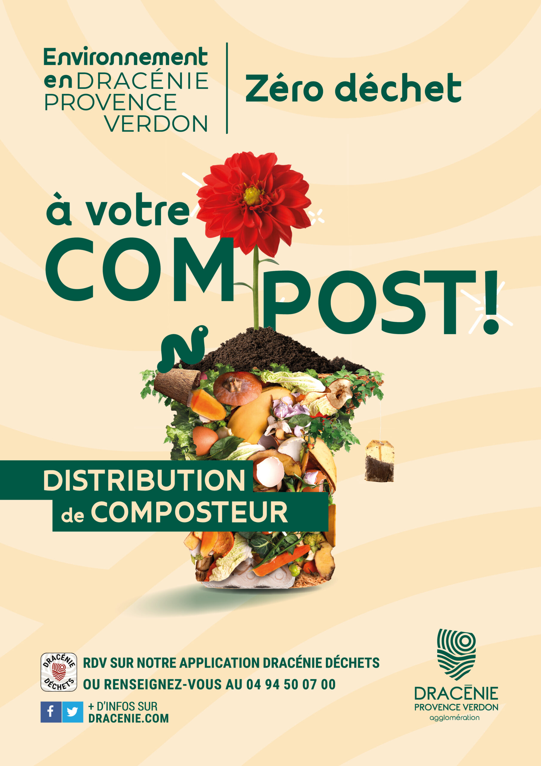 Affiche publicitaire distribution de composteurs