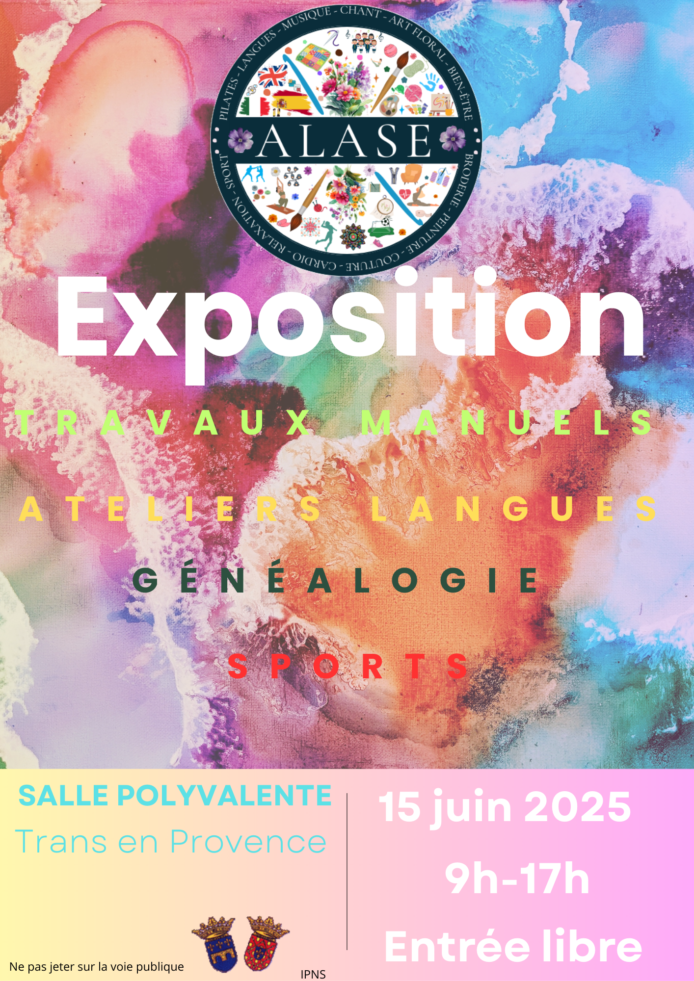 Exposition de l'Alase. Travaux manuels, ateliers langues, généalogie, sports. Le 15 juin de 9h à 17h salle polyvalente. Entrée libre.