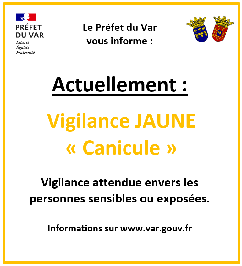 Vigilance jaune canicule actuellement. Vigilance attendue envers les personnes sensibles ou exposées.