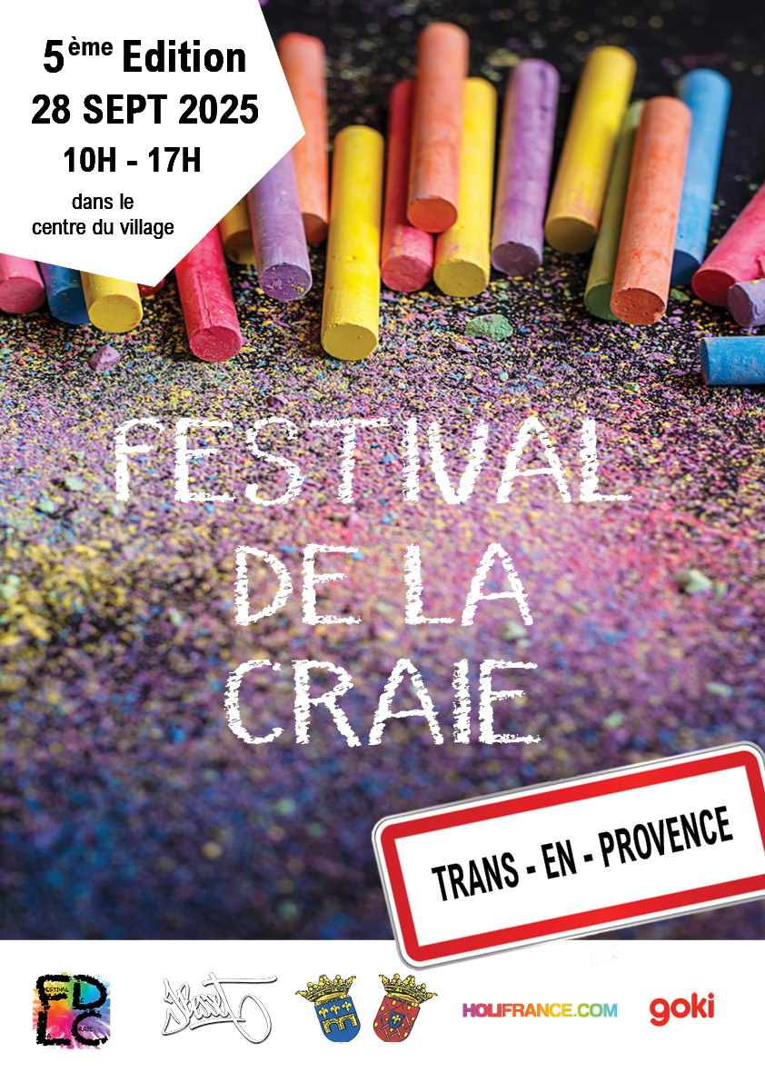 Festival de la craie. Dimanche 28 septembre, de 10h à 17h, au centre du village, avec lâcher de couleurs à la fin de la fête.