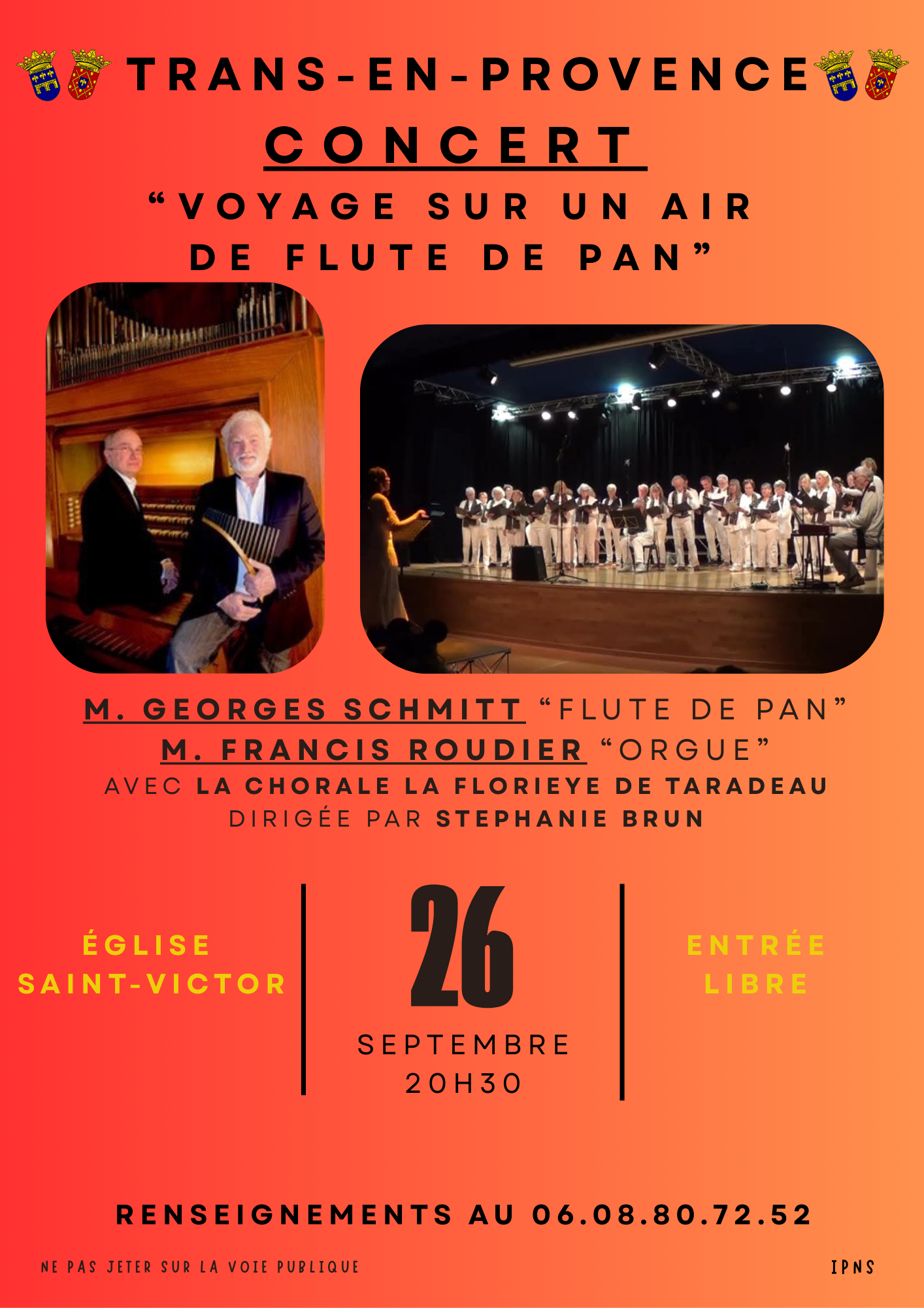 Concert Voyage sur un air de flûte de Pan. Vendredi 26 septembre, à 20h30, Eglise Saint-Victor. Entrée libre.