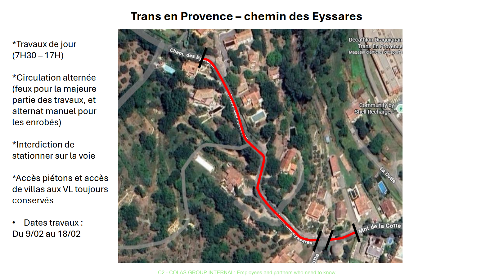 Localisation des travaux chemin des Eyssares