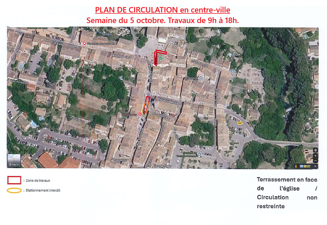 Travaux Enedis. Plan de circulation - semaine du 28 septembre 2026